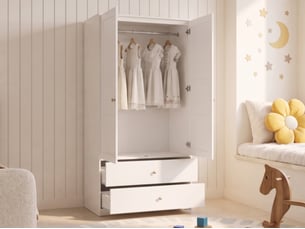 Armoire 2 porte(s) battante 2 tiroir(s) <strong>LEYTN</strong> <strong></strong> coloris blanc largeur 100 cm