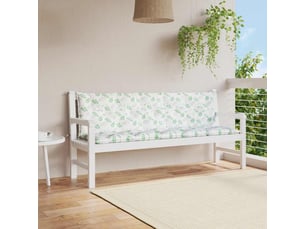 Lot de 2 coussins de banc jardin, coussins d'assise motif de feuilles tissu oxford cf58728