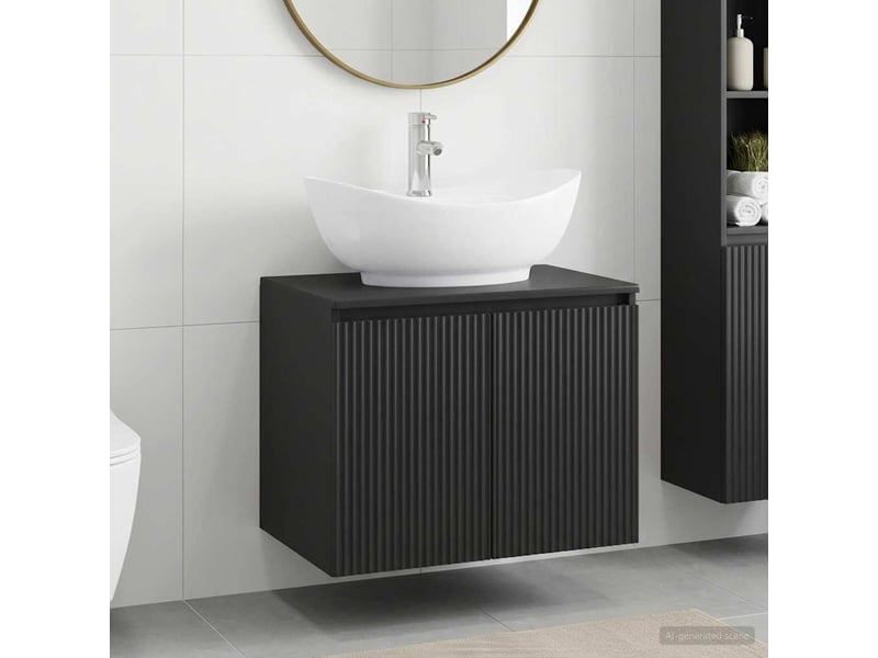  Ensemble de mobilier de salle de bain noir bois d'ingénierie cf64695  - Conforama B
