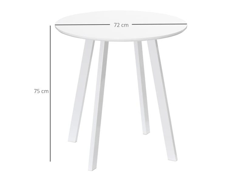Table de salle à manger ronde pour 2 personnes, plateau brillant et pieds inclinés, pour cuisine, ø72 × 75 cm - Conforama D
