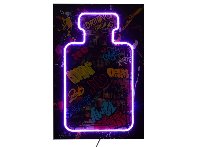 Tableau led - home deco factory - amore - decoration lumineuse - rose et blanc  - Conforama A