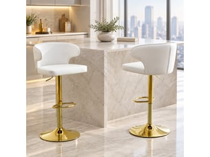 tabouret de bar assise réglable en hauteur <strong>STILVORA</strong> - blanc hauteur d'assise 61.5 cm vendu Par paire