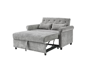 Canapé droit convertible <strong>MODENVIE</strong> <strong></strong> 2 places Tissu gris