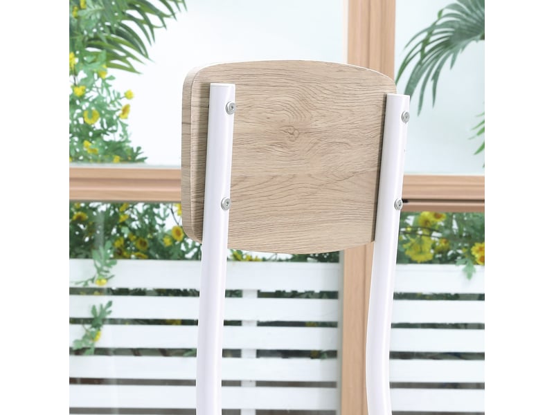  Ensemble table à manger carrée 3 pièces avec 2 chaises cuisine salle à manger plateau mdf châssis métal blanc  - Conforama W