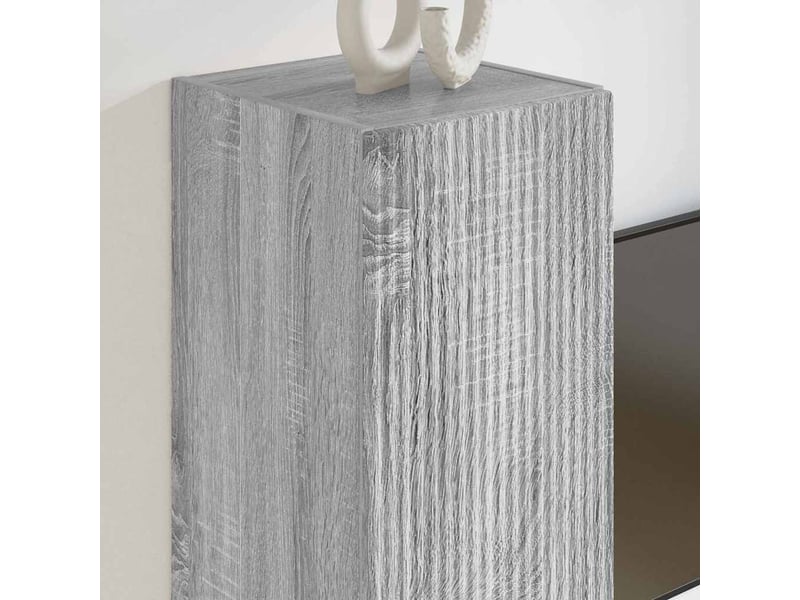  Meuble tv - banc tv - meuble de rangement mural 2 pcs gris sonoma bois d'ingénierie  - Conforama D