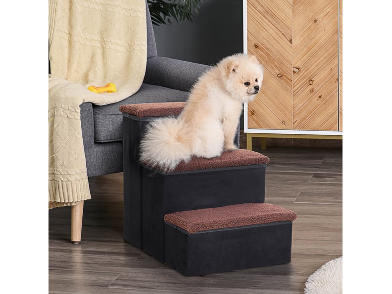 Escalier pliable 40x54x48 cm – noir – 3 marches avec rangement intérieur et housse amovible - Conforama B