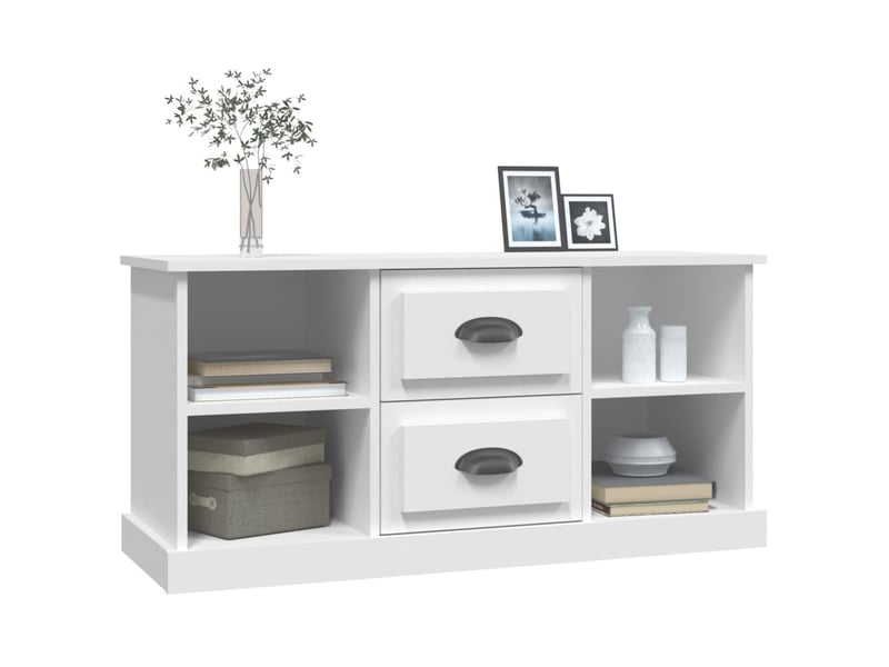  Meuble tv - banc tv - meuble de rangement blanc 99,5x35,5x48 cm bois d'ingénierie  - Conforama D