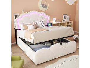 Lit coffre 140x200 cm <strong></strong>  <strong>evarich</strong> coloris beige