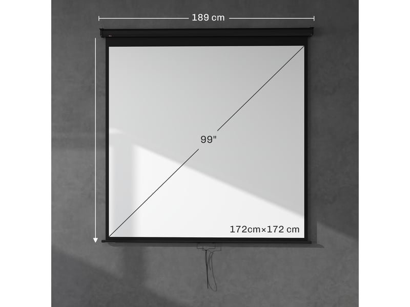  Écran de projection tv et home cinema de 99 pouces projecteur vidéo 1:1 4k hd, 178l x 178h cm  - Conforama C