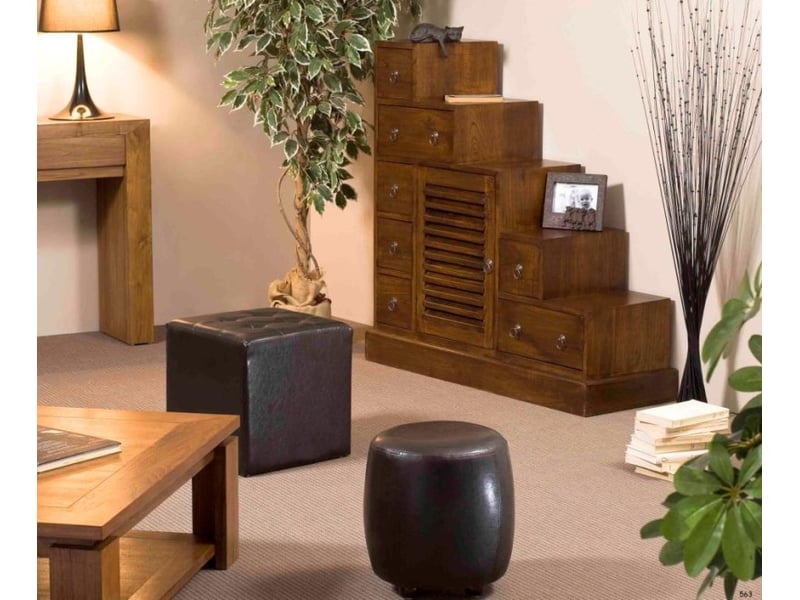  Lauren - meuble escalier 105x37 cm marron bois mindi  - Conforama D