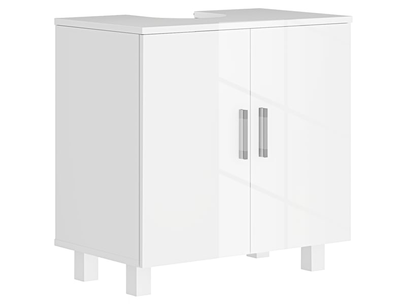  Meuble sous-évier avec 2 portes, 2 étagères et système anti-basculement pour salle de bain, 60 x 35 x 60 cm, blanc  - Conforama A