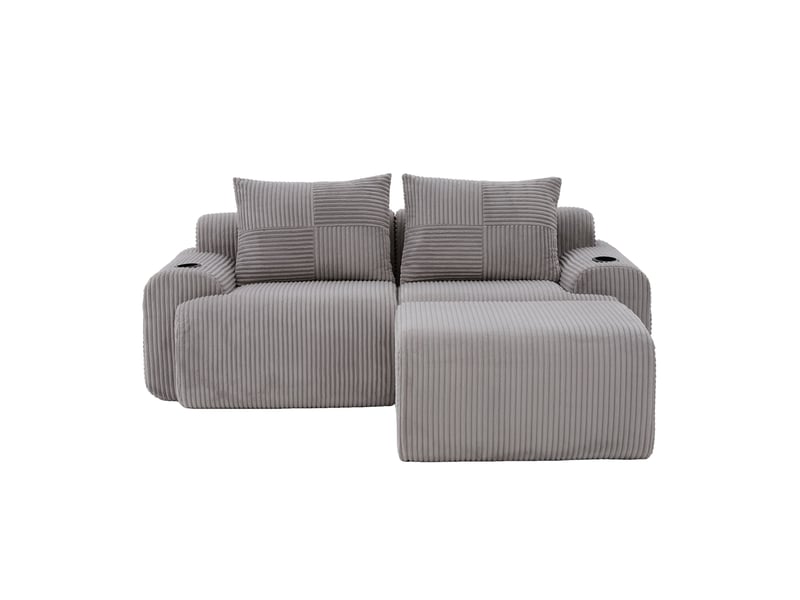  Canapé modulable 2 places 200x174x80 cm avec porte-gobelet et poche latérale gris clair  - Conforama A