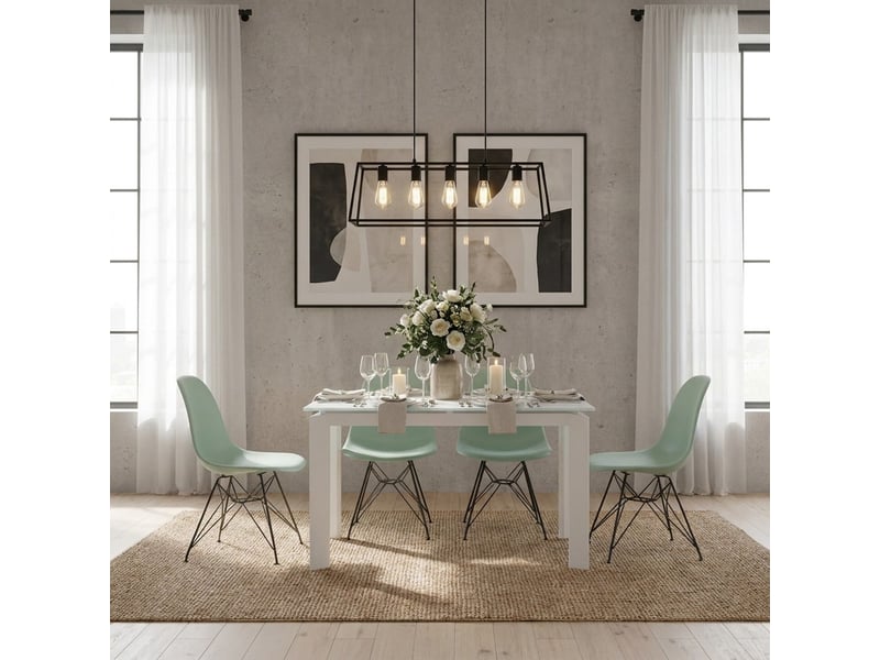  Table extensible en verre trempé et métal 120170x80 function - blanc  - Conforama B