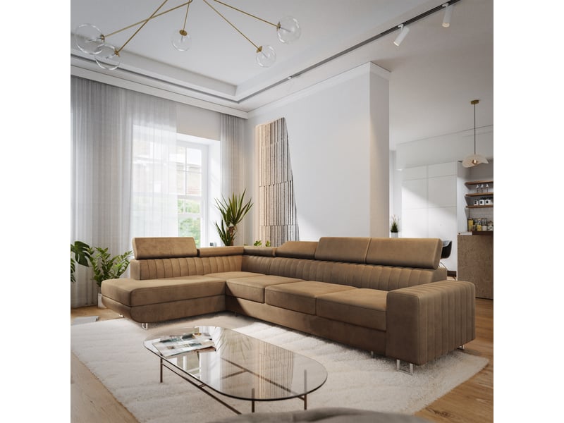 Canapé d'angle hestion, velours beige - Conforama B