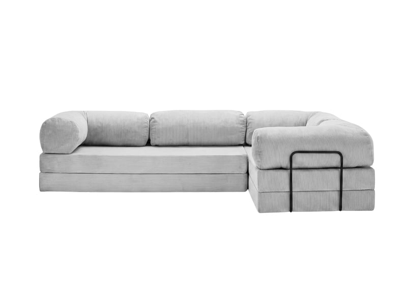  Cosima l - canapé d'angle convertible petit velours côtelé 4 places gris clair gauche  - Conforama A