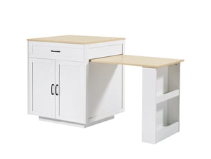 Bar coloris blanc <strong>MERAX</strong> <strong>table de bar blanc</strong> - 202 cm