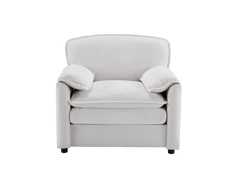  Fauteuil rétro vert foncé chenille avec rangement latéral design salon chambre  - Conforama A