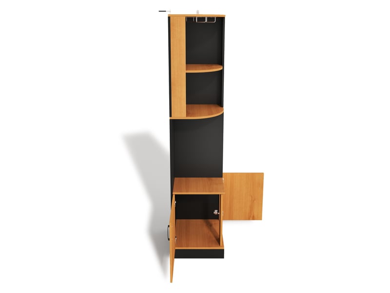  Meuble bar d’angle en mdf 40x40x182 cm, porte-verres inox, 4 casiers à bouteilles et placard bas pour cuisine et séjour  - Conforama A