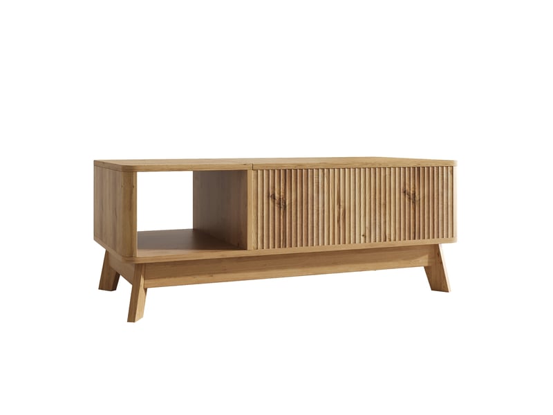 Table basse 95x48x50 cm plateau relevable, mdf naturel - Conforama A