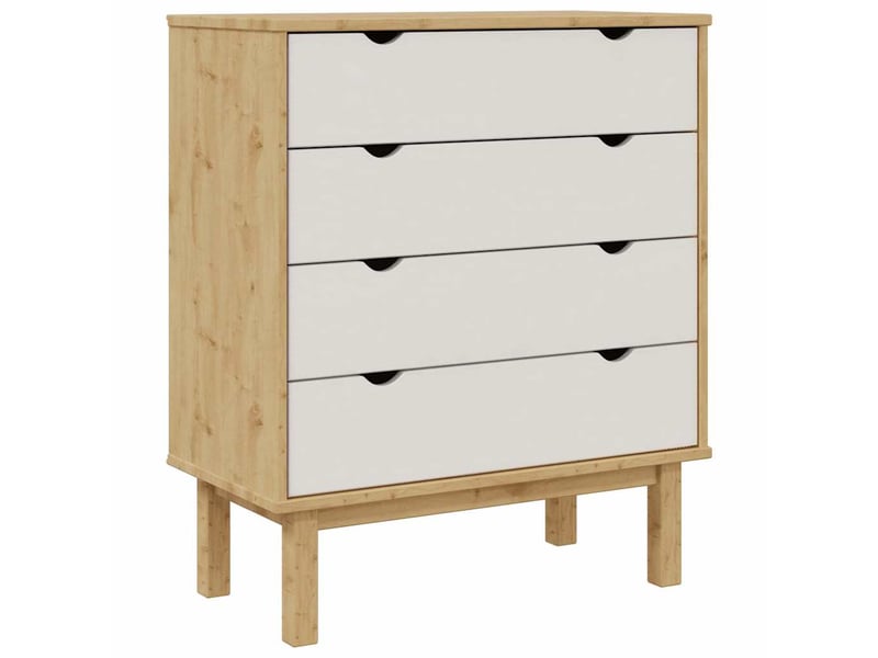  Commode, armoire à tiroirs bureau otta marron et blanc 76,5x39,5x90 cm bois de pin massif  - Conforama A