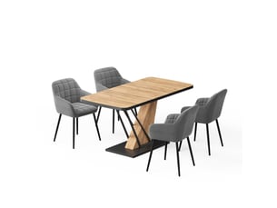 Vicco ensemble de table à manger, chêne de force doré, 120x80cm avec 4 chaises de salle à manger