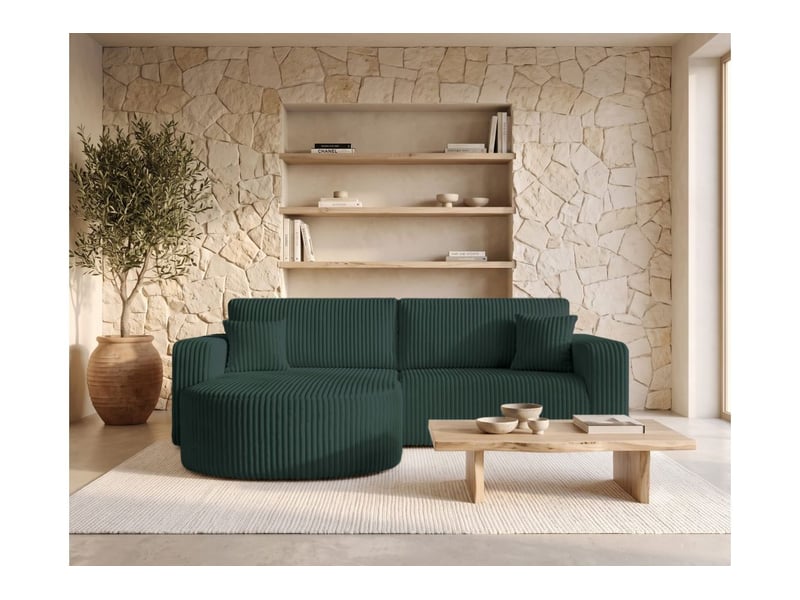  Kiara - canapé d'angle compact réversible et convertible 4 places en velours côtelé épais  - Conforama B