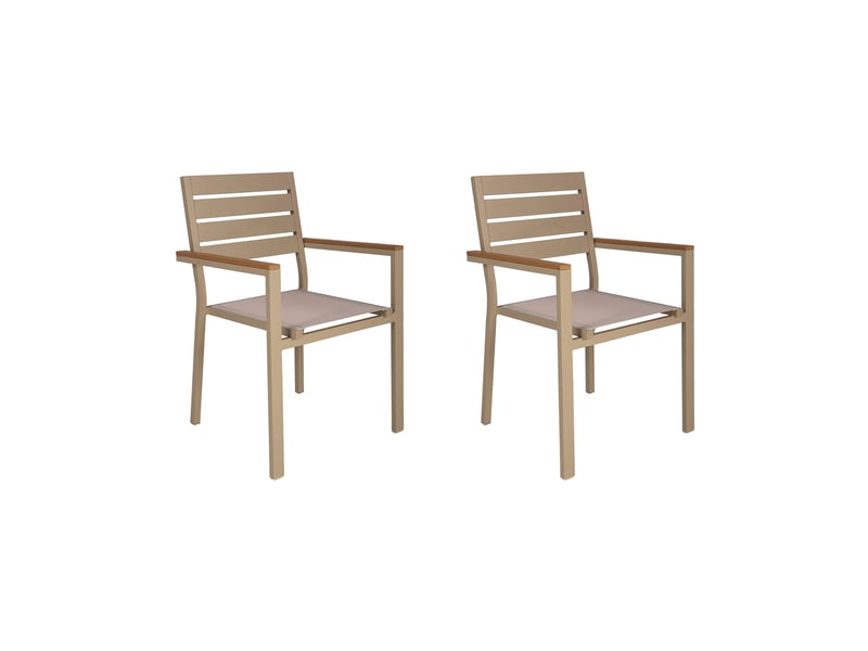  Lot de 2 fauteuils en aluminium et textilene bois creme  - Conforama B