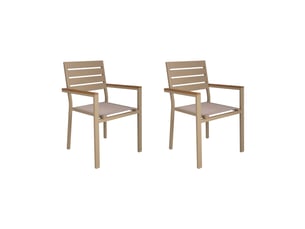 Lot de 2 fauteuils en aluminium et textilene bois creme