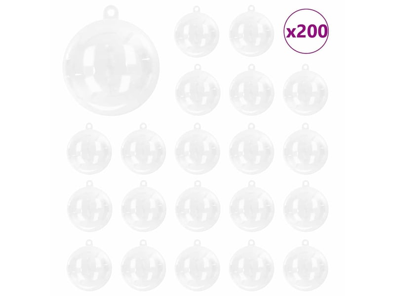  Ensemble de boules de noël 200 pc transparent ø 5 cm plastique cf61829  - Conforama A