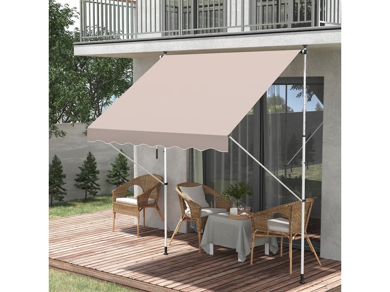  Store banne rétractable manuelle 200 x 150 x 170-280 cm pour balcon et terrasse, hauteur réglable par manivelle, beige  - Conforama D