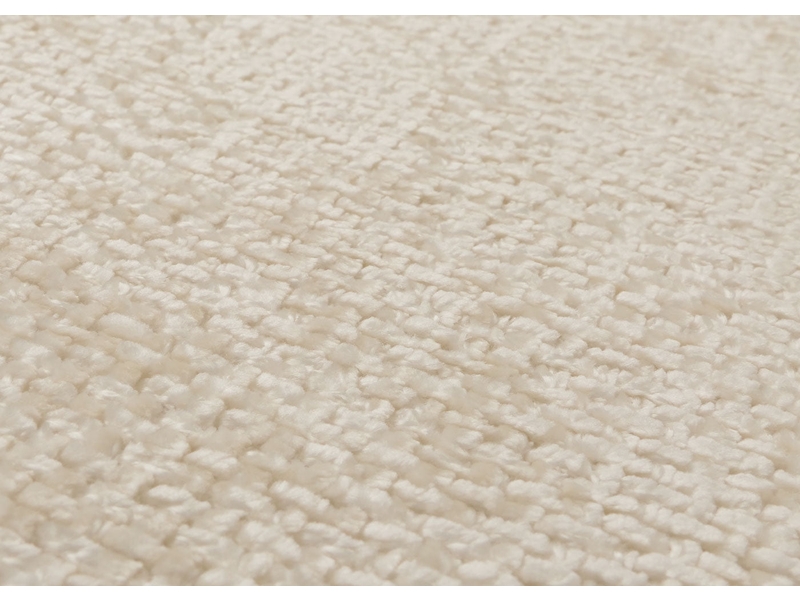  Banc de salle à manger canapé rembourré avec dossier en tissu chenille crème et acier inoxydable brossé 180 cm 04_0005846  - Conforama C