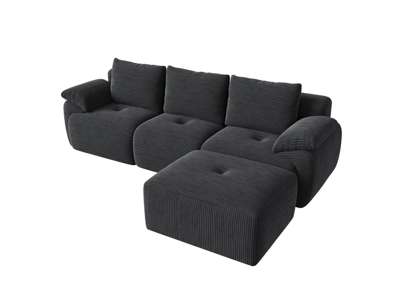 Canapé d'angle en l à compression avec 3 dossiers, aucun assemblage requis, gris foncé - Conforama A