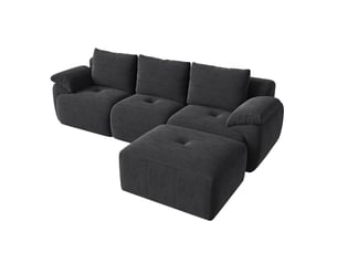 Canapé d'angle en l à compression avec 3 dossiers, aucun assemblage requis, gris foncé