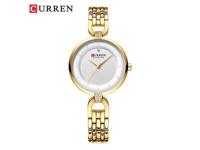 Montre femme minimaliste étanche (dorée) à petit cadran, montre femme élégante.