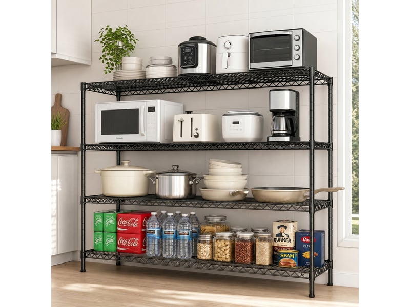  Rayonnage métallique autoportant - 4 niveaux réglables, acier carbone robuste, cuisinecavecelliergarage l 150 x l 45 x h 150 cm PHK_3ARPY7SN - Conforama D