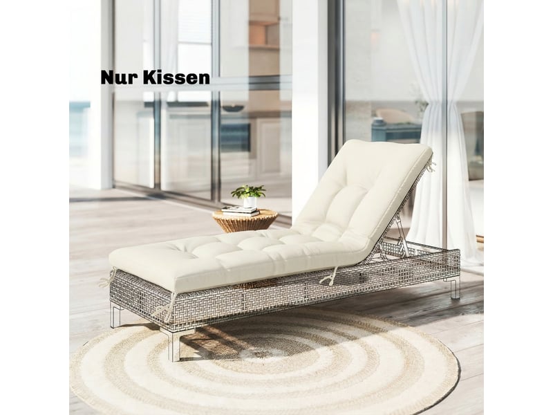  Coussin de palette amovible avec sangles de fixation, compatible avec la plupart des chaises longues, 198 x 65 x 13 cm, beige  - Conforama C