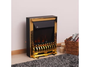 Cheminée électrique avec chauffage, effet flammes led réaliste, finition dorée, 10002000 w