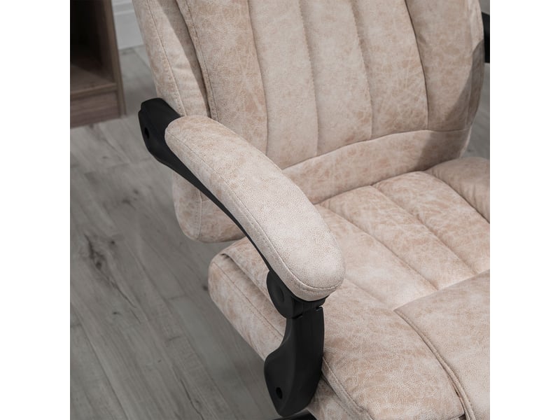  Fauteuil de bureau ergonomique - chaise de bureau relax avec repose-pieds, confort en microfibre, 63×71×118 cm, beige  - Conforama B