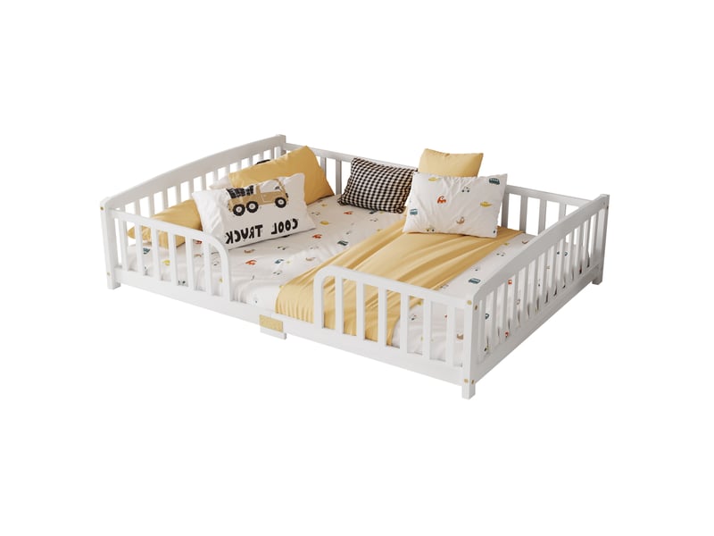  Lit enfant 140x200 cm avec barrières en pin blanc  - Conforama A