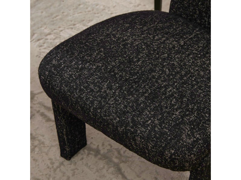  Ensemble de 2 chaises chenille modernes sans accoudoirs, dossier courbé, pieds en bois de caoutchouc, noir et gris  - Conforama E