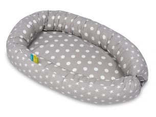 Cocon gigoteuse pois sur fond gris – etoiles blanches-fond gris