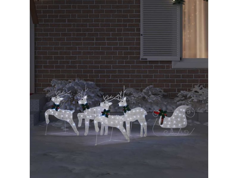 Lot de 5 rennes led, éclairage de noël, décoration de noël argenté 43 x 18 x 66 cm tissu cf62089 - Conforama C