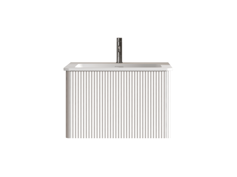  Meuble sous-vasque suspendu avec vasque push-to-open rainuré blanc 61 cm  - Conforama A