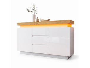 Buffet 2 porte(s)  3 tiroir(s)   - 140 cm coloris blanc 