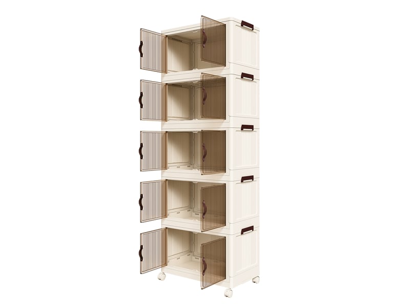  Buffet de rangement pliable 53x30x156 cm 5 niveaux avec roulettes coloris blanc  - Conforama A