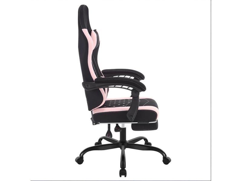  Fauteuil gaming ergonomique 70 x 70 x 127 cm – noir et rose – massage usb, repose-pieds et dossier inclinable  - Conforama E