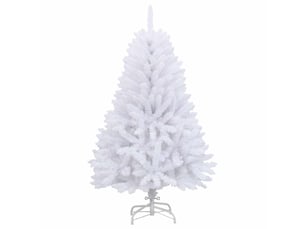 Sapin de noël artificiel, arbre de noël à charnières avec support blanc 120 cm