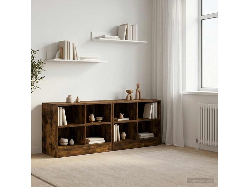  Armoire de lit avec étagère 2 pièces chêne fumé 66x33x48 cm  - Conforama C