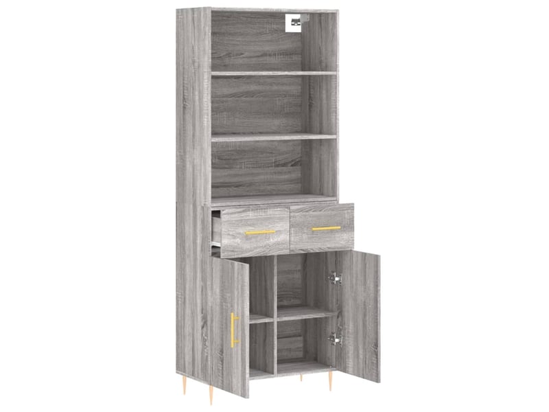  Buffet haut - bahut - meuble de rangement sonoma gris 69,5x34x180 cm bois d'ingénierie  - Conforama D