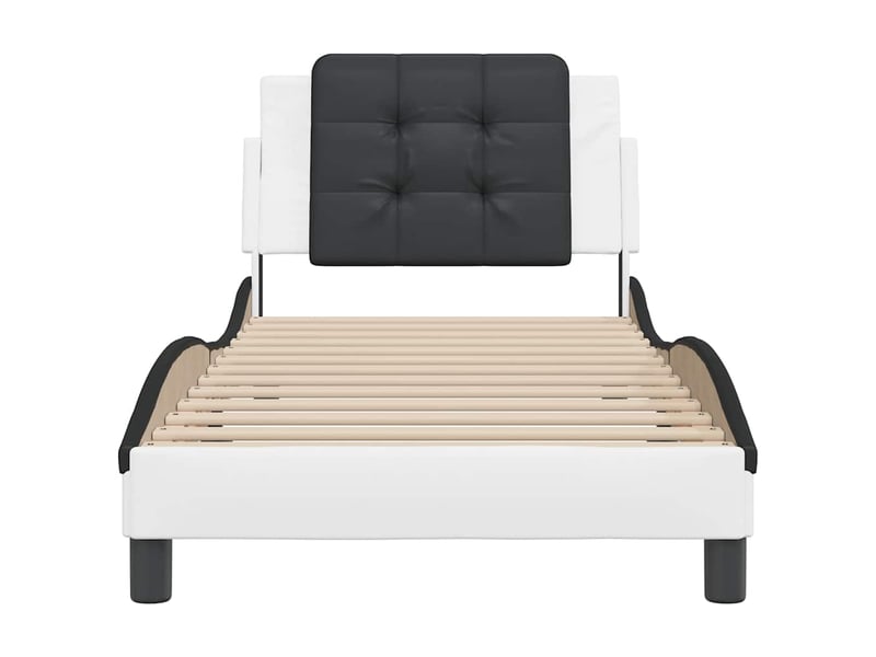 Lit simple- lit adulte - cadre de lit sans matelas zadar blanc et noir 80x200 cm similicuir - Conforama C